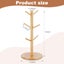 Bamboo Mug Rack 6 Hook Countertop Coffee Cup Holder Non Slip Carousel 6