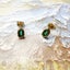 925 Sterling Silver Vintage Green Stone Gold Plated Ear Studs For Women & Men Carousel 5