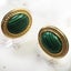 925 Sterling Silver Green Oval Stone Stud Earrings Vintage Style Carousel 4
