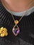 Antique 9CT Gold Amethyst Heart Necklace W/ Citrine Carousel 19
