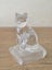 Vintage Crystal D’Arques France Cat Statue on Frosted Pedestal Base Carousel 5
