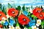 ART painting Landscape Oil New original Ocean Poppy 20x20cm Carousel 13