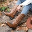 ~ PRICE SLASH Mens Sz UK 11 Cowboy PU Leather Outback Boots Slip On Vintage-look Carousel 4