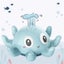 Light Up Octopus Sprinkler Baby Bath Toy Fountain Water Toy-Blue Carousel 3