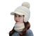 1 Set Women Hat Neck Warmer Peaked Faux Rabbit Fur Pompom Earflaps Ear Protec Carousel 1