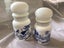 Vintage milk glass apothecary blue& white pair Belgium Carousel 2