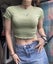 Very cute JAG Jeans green heart crop with lettuce trim! SO fun! Carousel 1