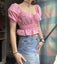 Adorable pink Pagani poofy-sleeved corset / crop top! Carousel 4