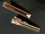 Vintage Money lapel or Tie Clips inlaid lucite laminate parquetry mid-century Carousel 1