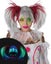 Glow in the Dark Punk Red and Grey Pigtails Wig Carousel 1
