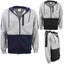 Men's Adult Full Zip Hoodie Jumper Active Two-Tone Jacket Coat Sports Zip Poc... Carousel 2