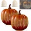 2 Pack LED Glass Pumpkins Flicker Night Light Halloween Decor Carousel 1