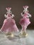 Vintage Pair of Murano Glass Carnival Dancing Figurines – Pink & Gold Fleck Carousel 1