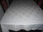 very large white patterned scalloped edged damask linen tablecloth Carousel 1