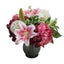 32cm Rose Peony & Wisteria Arrangement in Glass Artificial Flower Plant - Pink Carousel 1
