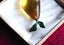 JEWELLERS ESTATE MUSEUM KAURI AMBER PEAR SHAPE WITH GREEN ENAMEL SILVER LEAVES Carousel 5