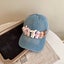 Elosung Whimsical Plush Bunny Row Denim Baseball Cap Adjustable Sun Protection B Carousel 1