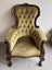 19th century carved mahogany button back gentleman’s chair Carousel 1