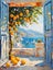 Framed $1 RESERVE 1 Panel Canvas Art Print - Patio Doors Greece, Greek Islands Carousel 1