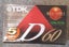 5-Pack TDK D-60 min Blank Audio Cassette Tapes (Sealed but Ripped Wrapper) Carousel 1
