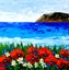 ART painting Landscape Oil New original Ocean Poppy 20x20cm Carousel 4