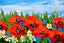 ART painting Landscape Oil New original Ocean Poppy 20x20cm Carousel 13