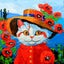 ART painting Flora & fauna Oil New original Cat with poppies 20x20cm Carousel 4