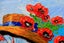 ART painting Flora & fauna Oil New original Cat with poppies 20x20cm Carousel 8