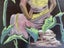 ISLAND WOMAN RETRO ART WORK IN ORIGINAL BEVELLED WOODEN FRAME Carousel 7