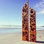 Koru and Pohutukawa Story Flute Pair - Garden Art by Pete Collins Carousel 1