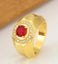 1pc Romantic Golden Ring for Men or Women - Red Synthetic Zirconia Center Stone Carousel 3