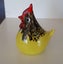 Rare VINTAGE Murphys NZ Art Glass Chook Chicken/Cockerel - Yellow Speckle Carousel 3