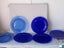 Beautiful vintage Blue Glass Plates x 6. Carousel 1