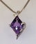 Modern Amethyst, Diamond & White Gold Pendant + Chain Carousel 1