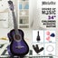 34'' Kids Acoustic Guitar Wooden Kids Gift Purple Carousel 3
