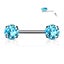 Silver/Aqua Threadless Push In Nipple Barbell. Carousel 1