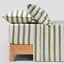 Dreamaker Cove Washed Cotton Yarn Dyed Wide Stripe Sheet Set Olive Queen Carousel 1
