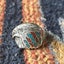 Vintage Navajo Sterling Silver Turquoise & Coral Chips Inlay Eagle Ring Carousel 1