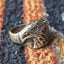 Vintage Navajo Sterling Silver Turquoise & Coral Chips Inlay Eagle Ring Carousel 2