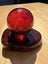Red Resin Sphere with Driftwood Base Art Carousel 3