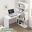 Computer Desk Home Office Desk Study Table with 4 Tier Bookshelf White Carousel 7