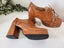 ~ $1 RESERVE Womens Size 40 or 8.5 Tan pu Leather Lace Up Block Heels Near New Carousel 5