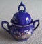 Blue & gold ceramic peacock tea set Carousel 3