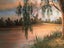 Amazing Old Landscape OIL PAINTING – SUNSET RIVER & TREES by RUBEN circa 1960s Carousel 3