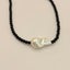 Black Beaded Necklace with Baroque Pearl Pendant Carousel 3