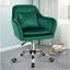 Velvet Office Chair Fabric Armchair Computer Swivel Study Adult Kids-Green Carousel 1