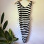 Boohoo Size 6 Black & White Striped Stretch-Knit Midi Dress Carousel 1