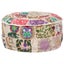 vidaXL Patchwork Pouffe Round Cotton Handmade 40x20 cm Beige Carousel 1