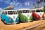 Framed $1 RESERVE 1 Panel Canvas Print - VW Kombi Carousel 1