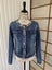 “THE ITALIAN CLOSET” COTTON DENIM JACKET, BLUE STONES & SILVER DETAIL, Sz L Carousel 1